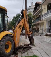 Φωτογραφία από τα έργα που συνεχίζονται μέρη νύχτα στο δήμο Ορεστιάδας.