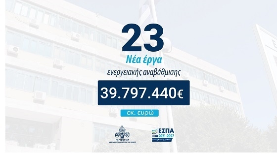 Περίπου 40 εκατομμύρια για ενεργειακές αναβαθμίσεις, από την Περιφέρεια ΑΜΘ.