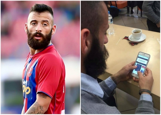 Ο Εβρίτης ποδοσφαιριστής Μανώλης Σιώπης, με τη φανέλα της Εθνικής