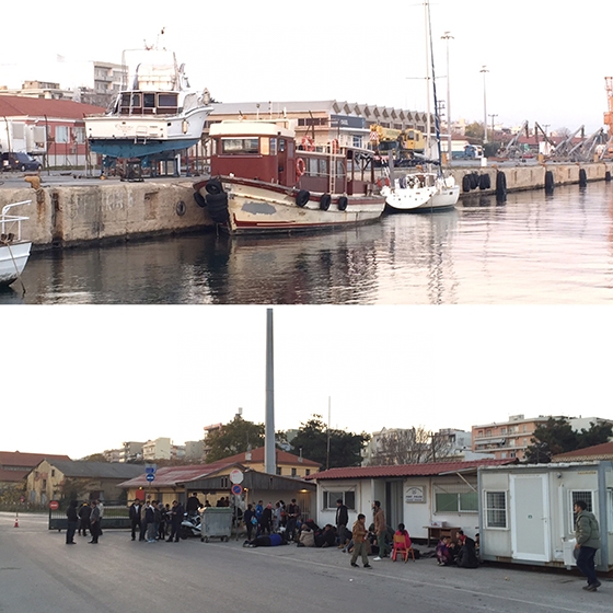 Το "περιηγητικό" σκάφος (πάνω) που μετέφερε τους 97 μετανάστες (κάτω).