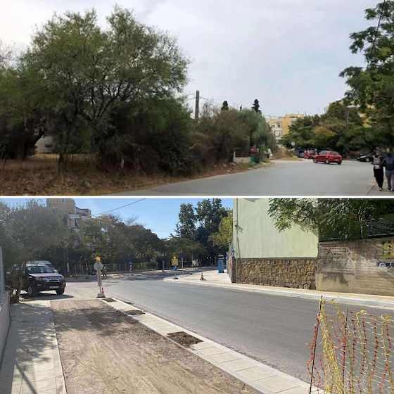 Η εικόνα μιλά από μόνη της: Πως διέσχιζαν το δρόμο οι μαθητές πριν τη κατασκευή των πεζοδρομίων.