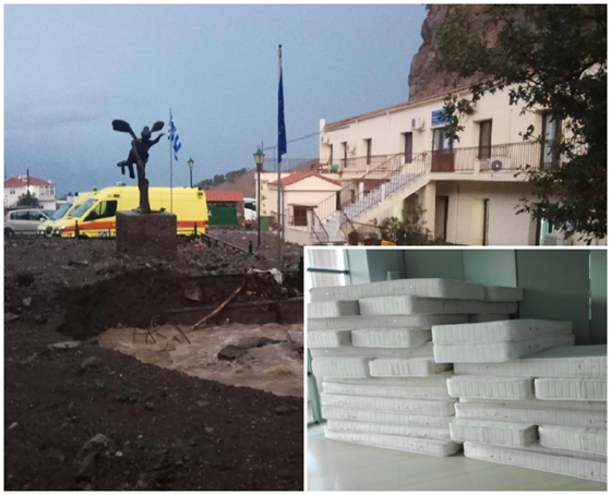 Η Περιφέρεια ΑΜ- Θ δώρησε στρώματα στους πλημμυροπαθείς της Σαμοθράκης